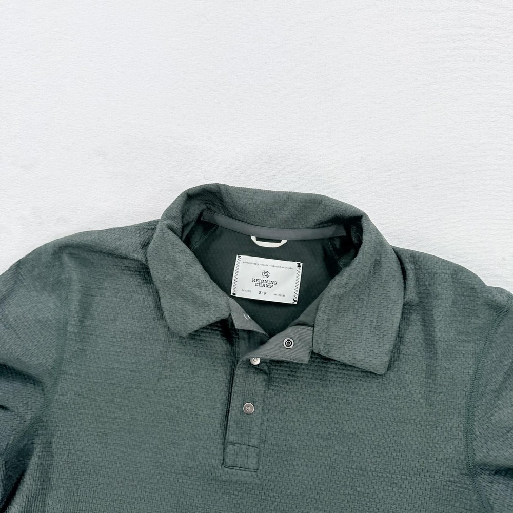 Reigning Champ Polo Shirt Mens Small Green Textured Knit Performance Canada - Picture 11 of 16